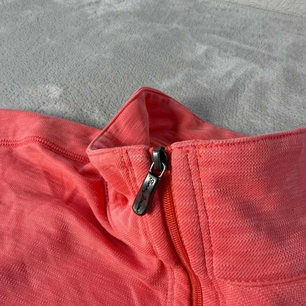 Tommy Bahama Quarter Zip Pullover Mens XL Coral Pink Slub Knit Sweater